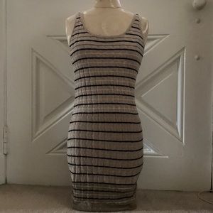 Beige and black striped dress